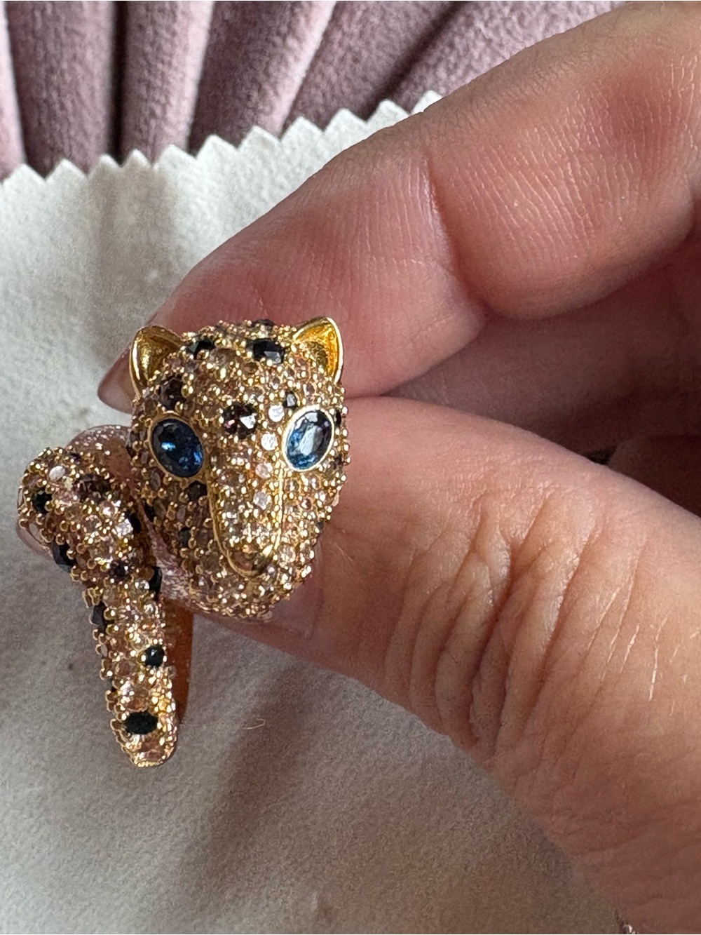 kate spade Gold Leopard Wrap Ring with Blue and Black Accents